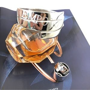 Emporio Armani stainless steel steel logo  asymmetrical shape bangle & ring set